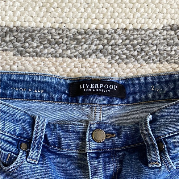 Liverpool Blue Ankle Cropped Jeans with Frayed Hem - Picture 2 of 5